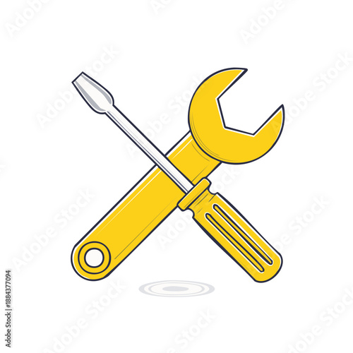 Screwdriver and wrench crossing vector for maintenance industrial repair