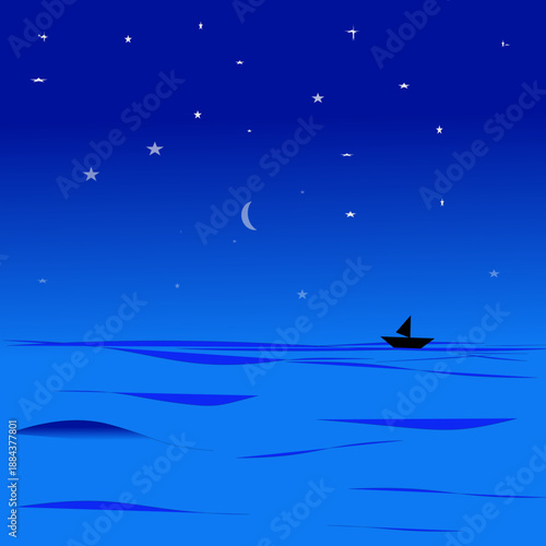 winter landscape with moon