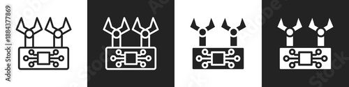 Robotics Line And Solid Icon In White And Black Background