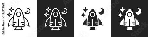 Aerospace Line And Solid Icon In White And Black Background