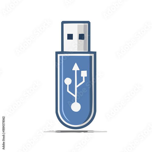 Blue USB Drive Icon, Data Storage Device Symbol, Flash Drive Connectivity, Technology Gadget