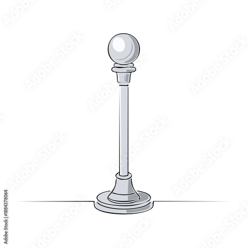 Elegant Ornate Post with Globe Topper A Sleek Architectural Feature Simple Design Line Art