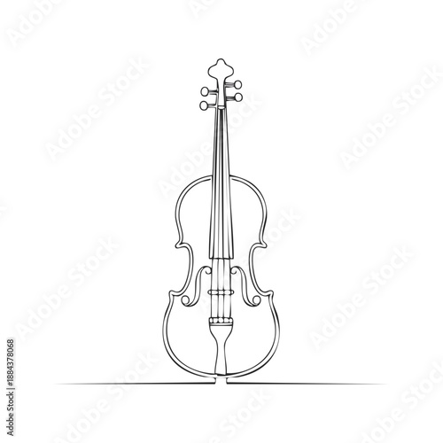 Elegant Violin Line Art: Classic Stringed Instrument Sketch for Musical Design and Creative Projects