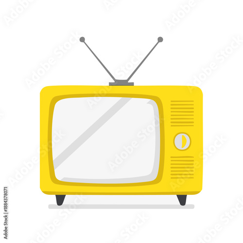 Cartoon Yellow Television Set: Retro Style Isolated Illustration