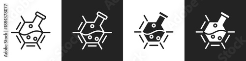 Chemicals Line And Solid Icon In White And Black Background