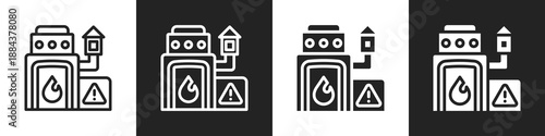 Furnaces Line And Solid Icon In White And Black Background