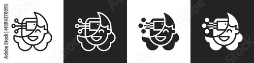 Cybernetics Line And Solid Icon In White And Black Background