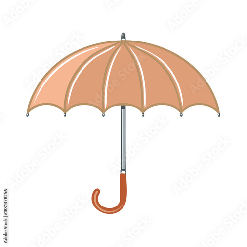 Open Light Brown Umbrella Isolated, Protection from Rain, Accessory