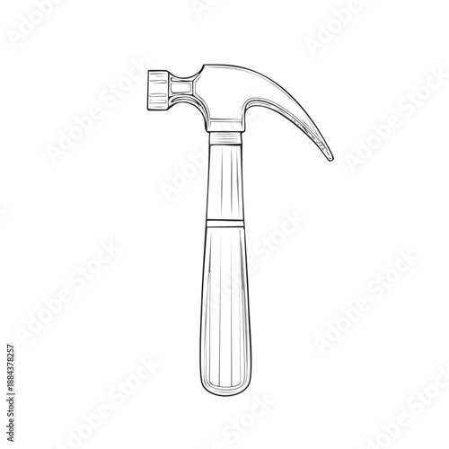 Hammer tool line art illustration for construction repair and carpentry work