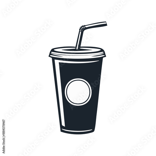 Disposable Drink Cup with Straw Vector Illustration, Beverage Container Icon, Refreshment To Go