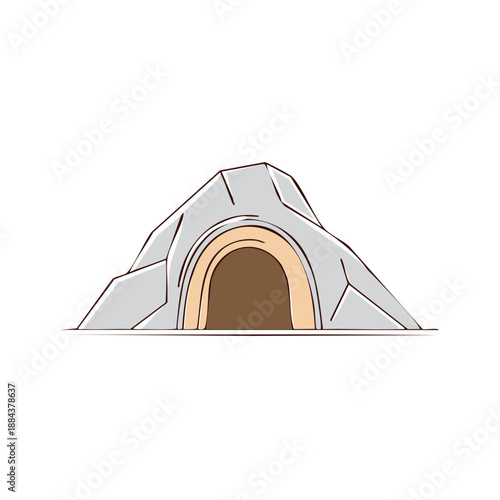 Cartoon cave entrance illustration simple vector drawing design