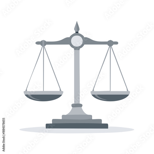 Scales of Justice Illustration: Balance, Equality and Fairness Conceptual Symbol, Legal Representation, Gray Scale, Simple Vector Art