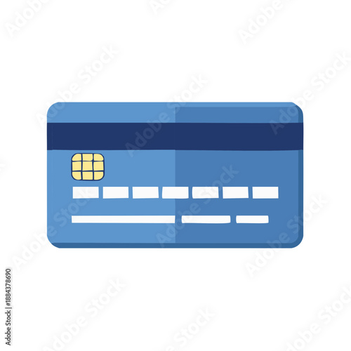 Blue credit card with chip representing finance, payment, transactions, and digital money  for modern economy usage