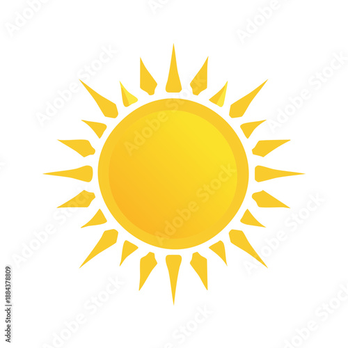 Warm Sun Vector Icon Bright Sunshine Symbol Heat Energy Summer Time Radiating Rays Light Source
