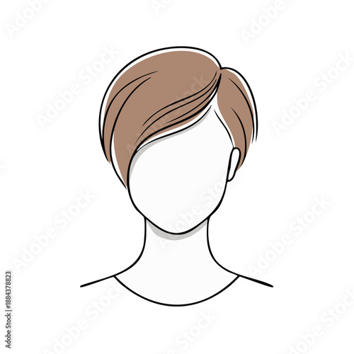 Stylish Female Hairstyle with Bangs Fashionable Auburn Bob Haircut Elegant Woman Outline