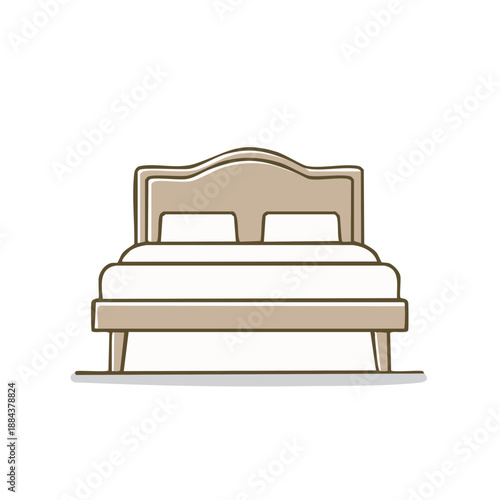 Comfortable King Size Bed with Pillows for Sleeping and Relaxation in Bedroom Illustration