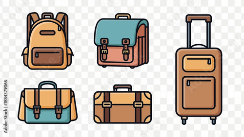 Collection of various travel luggage bags.