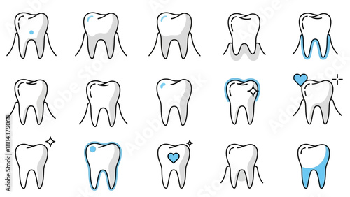 Collection of various tooth illustrations.