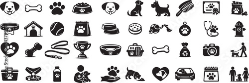 Dog Icon Mega Set – Black Silhouette Dog Symbols and Accessories