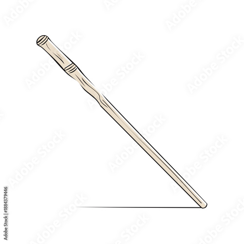 Elegant wand illustration with magical aura on clean backdrop for fantasy art or whimsical design.