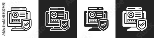 Authorization Line And Solid Icon In White And Black Background
