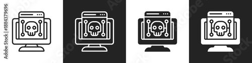 Rootkit Line And Solid Icon In White And Black Background