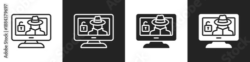 Intruder Line And Solid Icon In White And Black Background