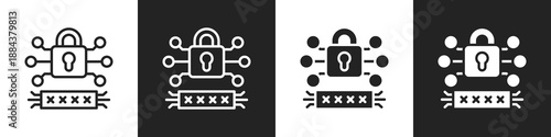 Padlock Line And Solid Icon In White And Black Background