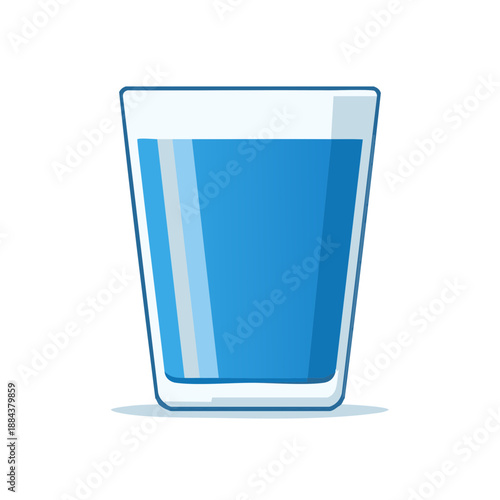 Blue Water in a Glass Refreshment Drink, Liquid Purity, Thirst Quenching, Health, Freshness, Transparent and Clean