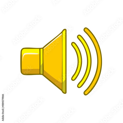 Yellow audio speaker emits sound waves, a symbolic representation of loud volume or music illustration.