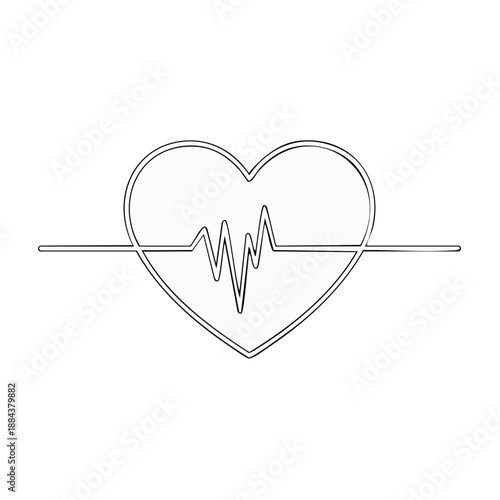 Minimalist Heartbeat Design - Line Drawing of Cardiovascular Health Concept