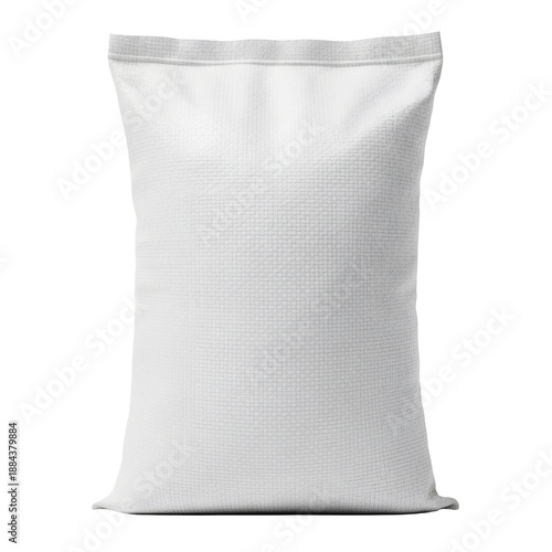 White woven polypropylene sack or bag for flour, sugar and agricultural products isolated on a white or transparent background
