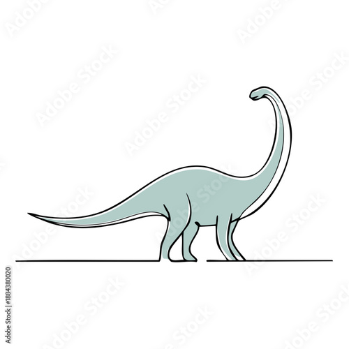 Simple Dinosaur Vector Illustration: Brachiosaurus Outline on a White Background