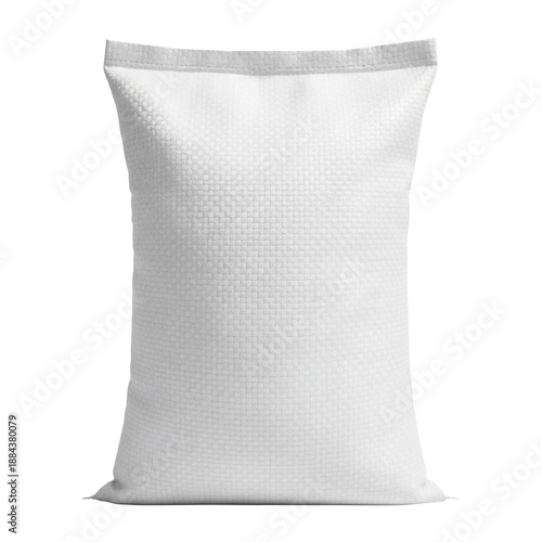 White woven polypropylene sack or bag for flour, sugar and agricultural products isolated on a white or transparent background
