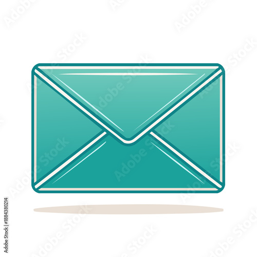 Green Envelope Illustration for Email, Message, or Communication in Retro Style