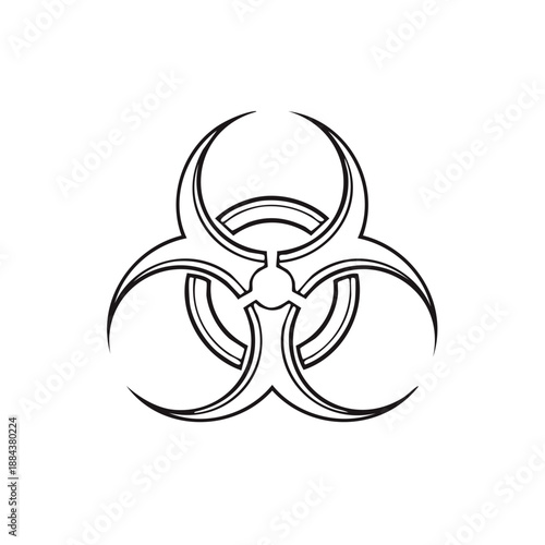 Biohazard Symbol Outline Vector Illustration Warning Sign Isolated on White Background