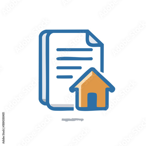 Real Estate Document with Home Icon Representation of Property File and Legal Paperwork