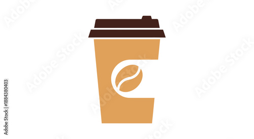 Warm coffee cup with bean logo, perfect for a morning boost and cozy moments.