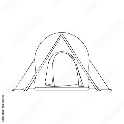 Outline Camping Tent Illustration: Adventure Shelter, Temporary Lodging, Portable Canvas
