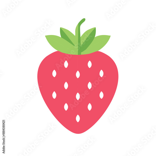 Fresh ripe strawberry illustration vector graphic, single food item, healthy eating ingredient, bright berry design, delicious summer snack