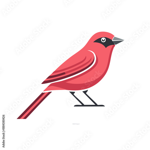 Red bird vector illustration featuring a simplistic style in a single tone isolated on a clean background