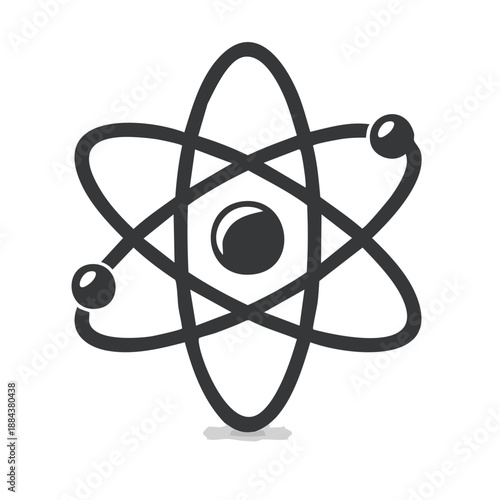 Atom Model Graphic with Orbiting Electrons Nuclear Physics Vector Illustration