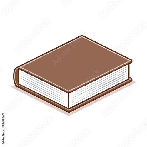 Isometric book with brown cover for learning and education in vector illustration