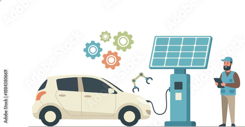 Electric Car Charging with Solar Power and Robotic Arm.