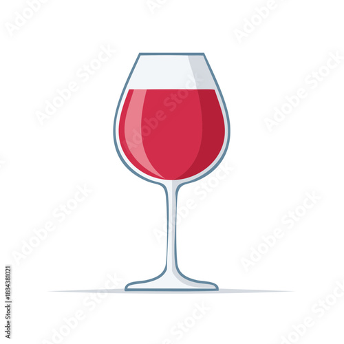 Elegant Glass Filled with Delicious Red Wine Against Clean White Background