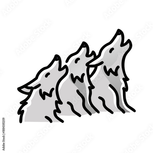 Artistic illustration of a wolf pack howling together symbolizing unity and wilderness
