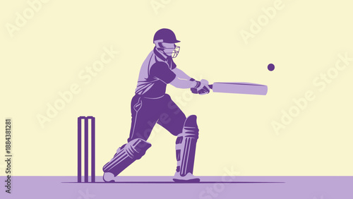 Cricket player hitting the ball with a bat in action.