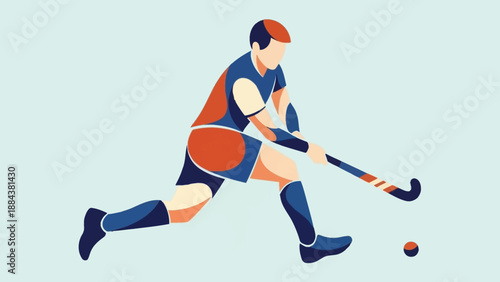 Field Hockey Player in Action Illustration.