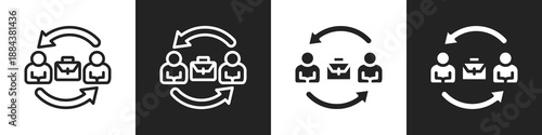 Referral Line And Solid Icon In White And Black Background