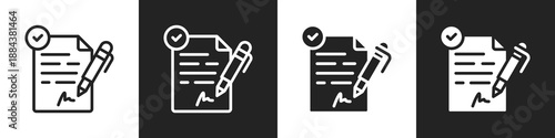 Resume Line And Solid Icon In White And Black Background